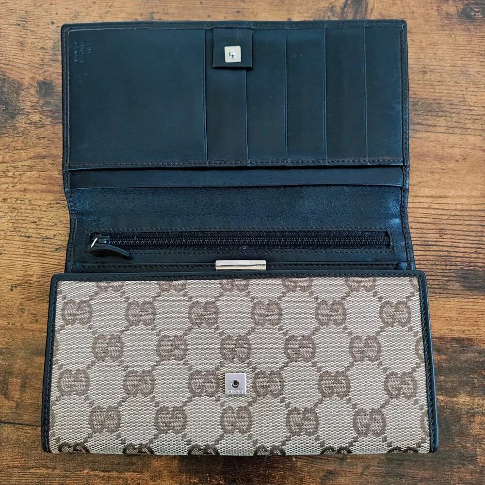 Vintage GUCCI Canvas Continental Wallet - Picture 7 of 15